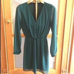 Express Long Sleeve Wrap Look Dress